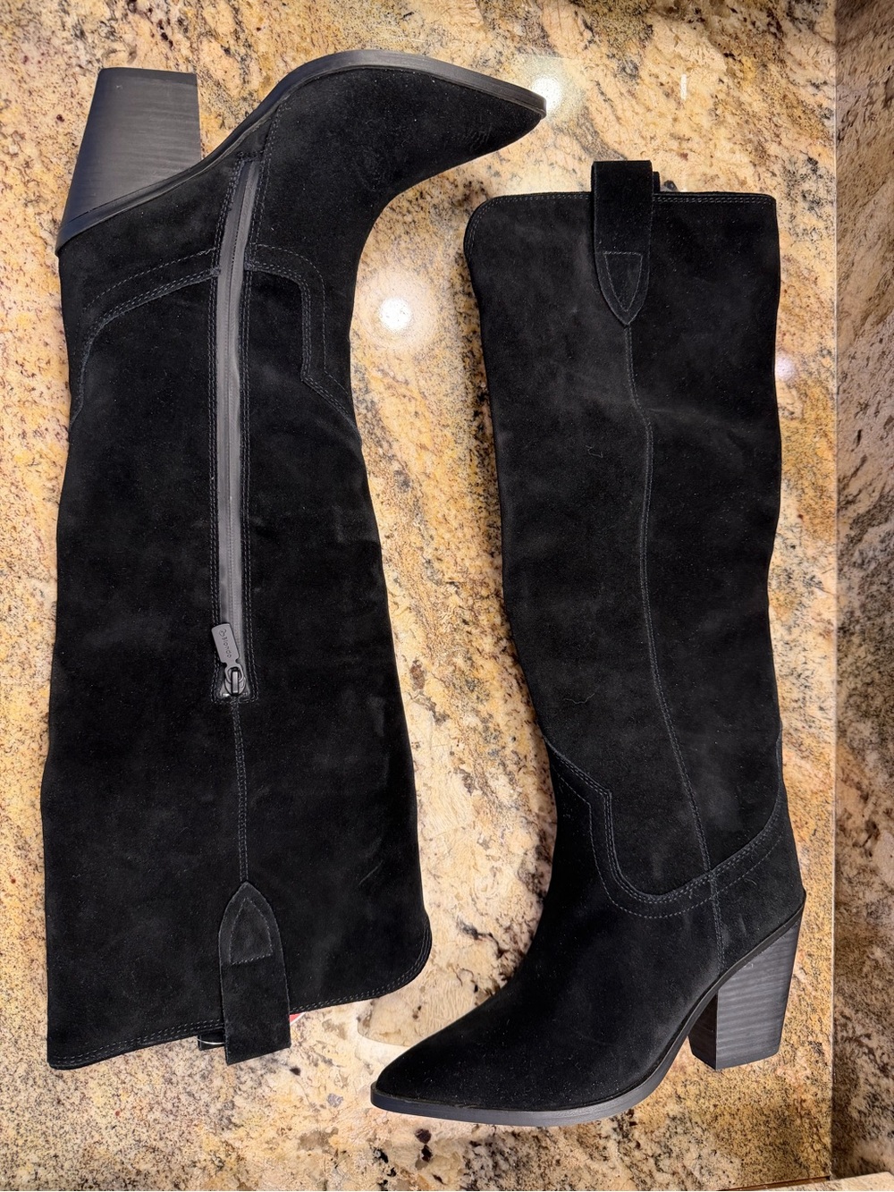 Blondo Wylde Black Suede Waterproof Knee-High Block Heel Boots